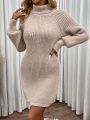 SHEIN LUNE Women'S High Neck Raglan Sleeve Sweater Dress