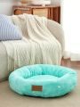 PETSIN Green Short Plush Warm Deep Sleep Pet Bed Round Cushion, Suitable For Cats And Dogs, Removable And Washable