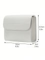 1pc White Pu Leather Laptop Protective Sleeve With Power Adapter Pouch, Compatible With Macbook Air, Pro