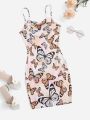 SHEIN Kids Y2Kool Girls Butterfly Print Cami Dress