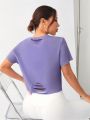 Yoga Trendy Casual Sport Distressed Short Sleeve T-Shirt