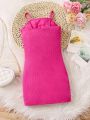 SHEIN Kids FANZEY Toddler Girls' Simple & Fashionable 3d Flower Decor Strap Dress For Summer