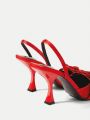 SHEIN SXY Rhinestone Bow Decor Women's High-heeled Sandals