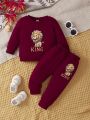 Baby Boy Lion & Letter Graphic Sweatshirt & Sweatpants