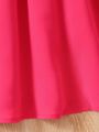 SHEIN Kids CHARMNG Tween Girl 3d Flower Organza Bubble Short Sleeve Belted Dress