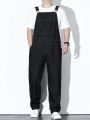 Manfinity Hypemode Men's Plus Size Solid Color Denim Overalls With Pockets