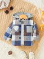 Baby Boy Plaid Print Hooded Top Without Tee