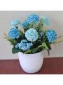 Artificial Hydrangea Bouquet with Small Ceramic Vase, Artifical Flower, Bonsai Simulate Potted, for Decoration Home Office Table Wedding Dinning Hotel, Blue