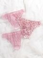 SHEIN Women's Striped Strawberry Print Triangle Panties With Bowknot Decoration