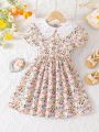 SHEIN Kids EVRYDAY Young Girl'S Lovely & Romantic Floral Printed Dress