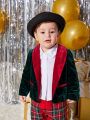 SHEIN Baby Boy Contrast Shawl Collar Velvet Coat