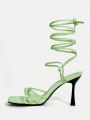 SHEIN ICON Tie Leg Women's High Heel Stiletto Sandals