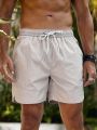 Manfinity Swimmode Men'S Solid Color Drawstring Waist Beach Shorts