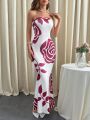 SHEIN Privé Floral Print Tube Dress