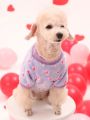 PETSIN Valentine's Day 1pc Purple Velvet Pet Hoodie With Heart Print Design, For Both Cats And Dogs
