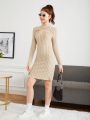 Teen Girls' Bodycon Knit Ribbed 2 In 1 Dress