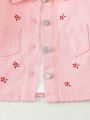 Infant Girls' Casual Comfortable Lovely Flower Embroidery Denim Jacket