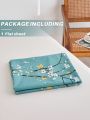 1pc Flower Print Flat Sheet, Modern Fabric Bedding Flat Sheet For All Season