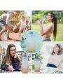 1pc Matte Color Large Capacity Plastic Water Bottle With Blue Lid And Color Changing Feature, Bubble Tea Straw Cup