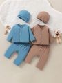 SHEIN Baby Boys' 3-Piece Hat + Top + Pants Set