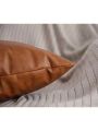 Faux Leather Throw Pillow Covers, 18 x 18 inch Set of 2 Thick Cognac Brown Modern Solid Decorative Square Bedroom Living Room Cushion Cases for Couch Bed Sofa