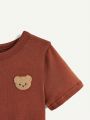 Cozy Cub Baby Boy's Decorative Bear Design Round Neck Short Sleeve Top And Casual Shorts Set