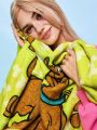 SCOOBY-DOO X SHEIN Green Dog Printed Flannel Blanket