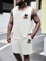 Manfinity Plus Size Men'S Palm Tree Print Tank Top & Shorts Set