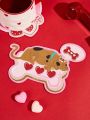 SCOOBY-DOO X SHEIN 2pcs Love Heart Dog-Shaped Pu Cup Coasters