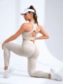 SHEIN Yoga Basic Women's Hollow Out Crop Top And Leggings Sportswear Set