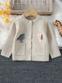 Infant Boys' Cute Dinosaur Pattern Cardigan With Double Pockets