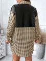 SHEIN Essnce Women's Plus Size Plaid Shirt Dress