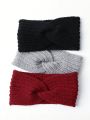 3pcs Women's Multicolor Knitted Headbands, Suitable For Daily Wear, Warm And Comfortable
