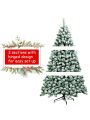 Gymax 6ft Pre-lit Snow Flocked Christmas Tree Hinged Pine Tree Holiday Decoration