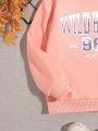 Girls' Hooded Sweatshirt With Floral Print Design, Sports Style