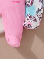 SHEIN 2pcs/Set Baby Girls' Cute Unicorn Printed Jumpsuit Pajamas For Home