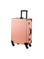 LED Makeup Case Cosmetic Train Table W/6 LED Lights & Rolling Wheels & Mirror