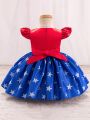 Infant/Toddler Girls' Star Print Puff Sleeve A-Line Formal Dress
