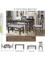 Nestfair 6-Piece Dining Table Set with 4 Chairs and Bench