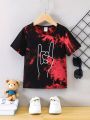 SHEIN Kids HYPEME Toddler Boys' Tie-dyed Printed Short Sleeve T-shirt