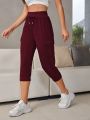 SHEIN Daily&Casual Drawstring Waist Flap Pocket Capri Sports Pants