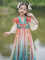 Young Girls' Traditional Chinese Palace-Style Dress In Retro Style