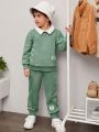 SHEIN Kids Academe Boys' Casual Comfortable Color Block 2pcs/set Outfit