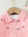 Infant Girls' Casual Comfortable Lovely Flower Embroidery Denim Jacket