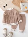 New Autumn Winter Baby Knitted Splicing Sweater Set