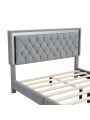 Merax 3-Pieces Bedroom Sets,Queen Size Upholstered Platform Bed with LED Lights and Two Nightstands
