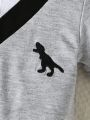 Baby Boy Dinosaur Embroidery 2 In 1 Polo Neck Romper