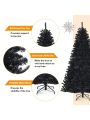 Costway 7ft Pre-lit PVC Christmas Tree Black w/ 500 Purple LED Lights