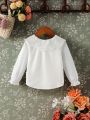 Baby Girl Eyelet Embroidery Statement Collar Flare Sleeve Top