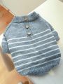 1pc Pet Clothing Soft & Warm & Comfortable & Lovely French Stripe Sweater For Autumn & Winter